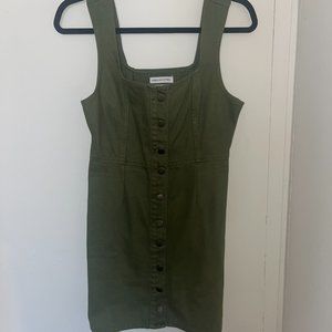 olive green denim mini dress from urban outfitters